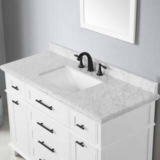 Home Decorators Collection Tarbot 48 in. W x 22 in. D x 34.5 in. H Bath Vanity in White with White Marble Top Tarbot 48W