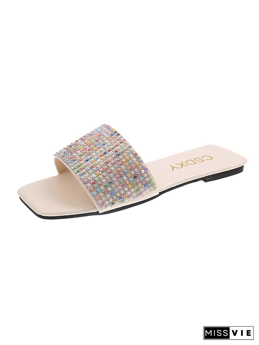 Banquet Party Rhinestone Flat Sandals Slippers