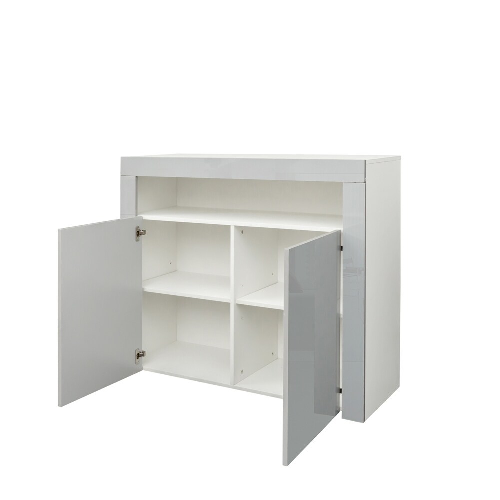 Modern Sideboard Storage Cabinet with LED Light and 2 Doors