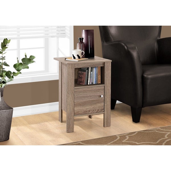 Rectangular Dark Taupe Accent Table / Night Stand With Storage