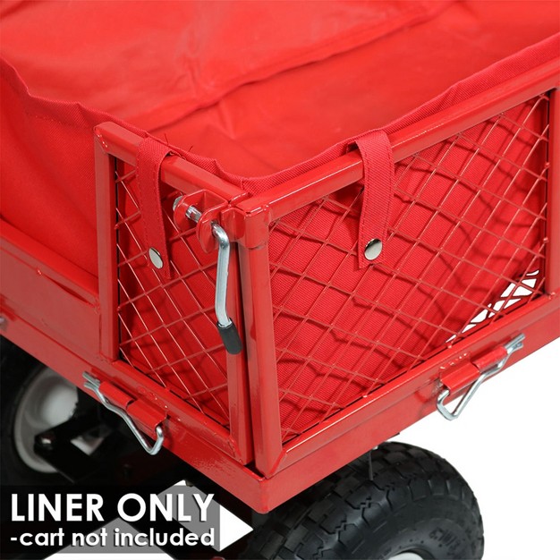 Sunnydaze Outdoor Lawn And Garden Weather resistant Heavy duty Polyester Utility Wagon Cart Protective Liner Red