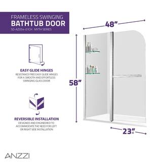 ANZZI 5 ft. Acrylic Left Drain Rectangle Tub in White with 48 in. W x 58 in. H Frameless Tub Door in Polished Chrome SD05401CH-3060L