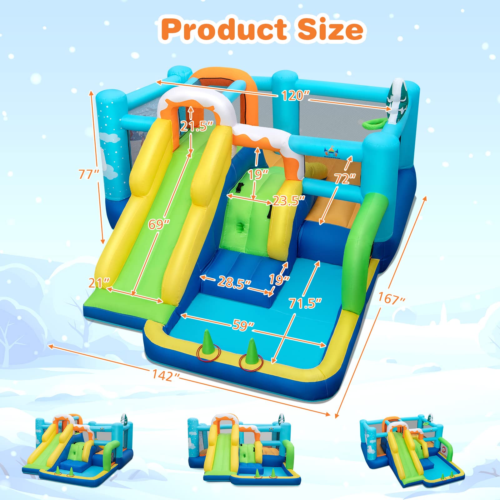 Costzon Inflatable Bounce House, 7-in-1 Bouncy House for Kids Indoor Outdoor Party with Jumping Area