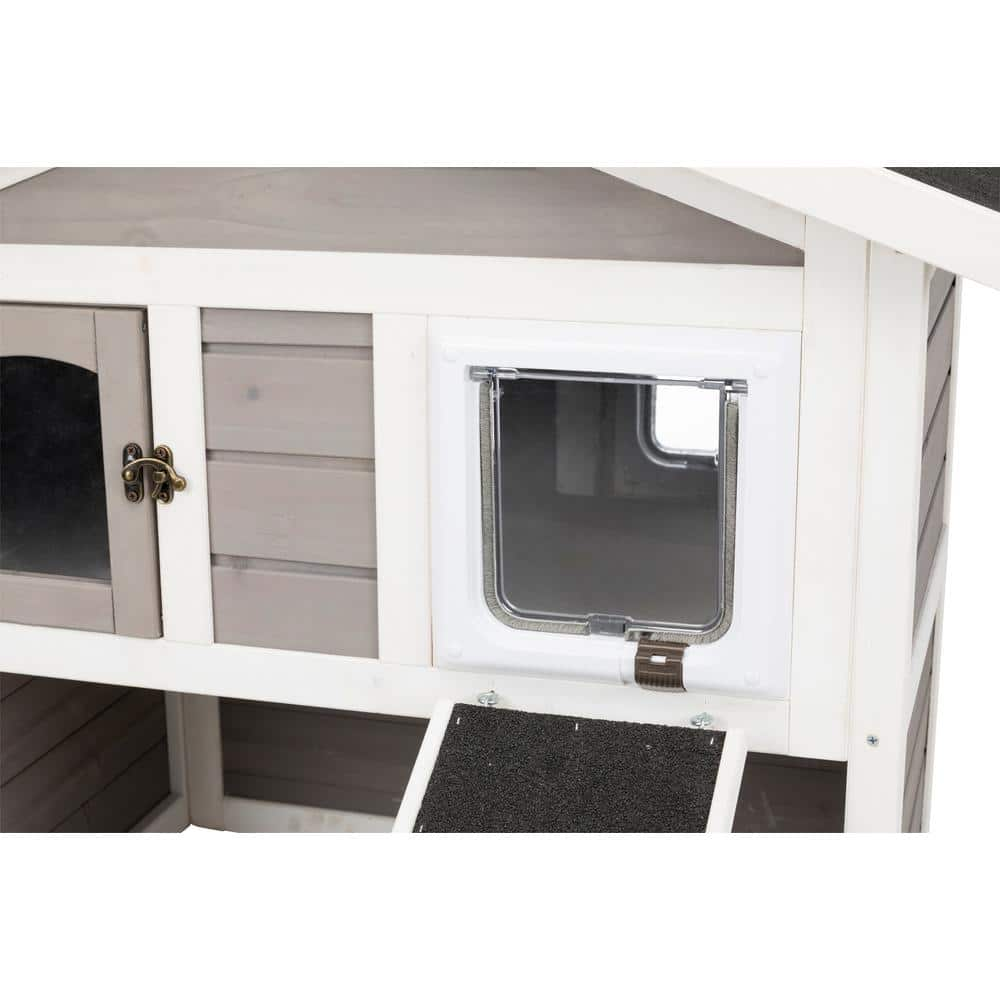 TRIXIE 30.5 in. x 21.5 in. x 29.5 in. Insulated Cat Home in Gray/White 44115