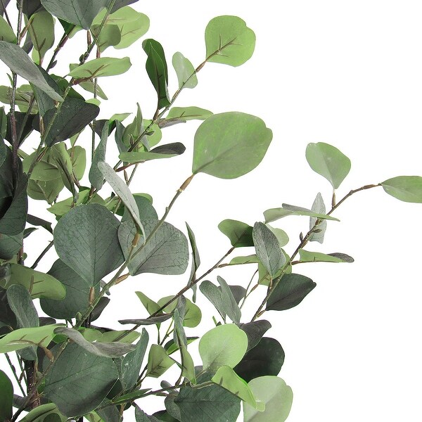 4.5ft Frosted Green Artificial Silver Dollar Eucalyptus Tree Plant in Black Pot