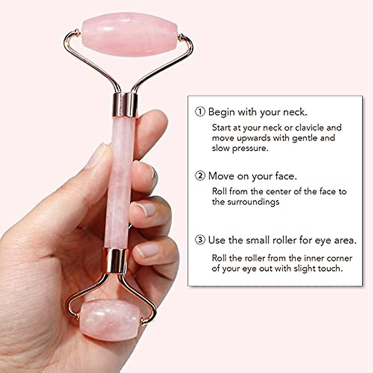 Jade Roller and Gua Sha  Face Roller  Facial Beauty Roller Skin Care Tools  Baimei Rose Quartz Massager For Face  Eyes  Neck  Body Muscle Relaxing And R