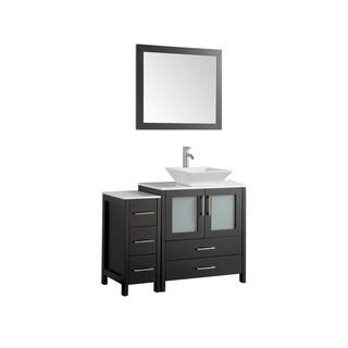 Vanity Art Ravenna 42 in. W Bathroom Vanity in Espresso with Single Basin in White Engineered Marble Top and Mirror VA3130-42E