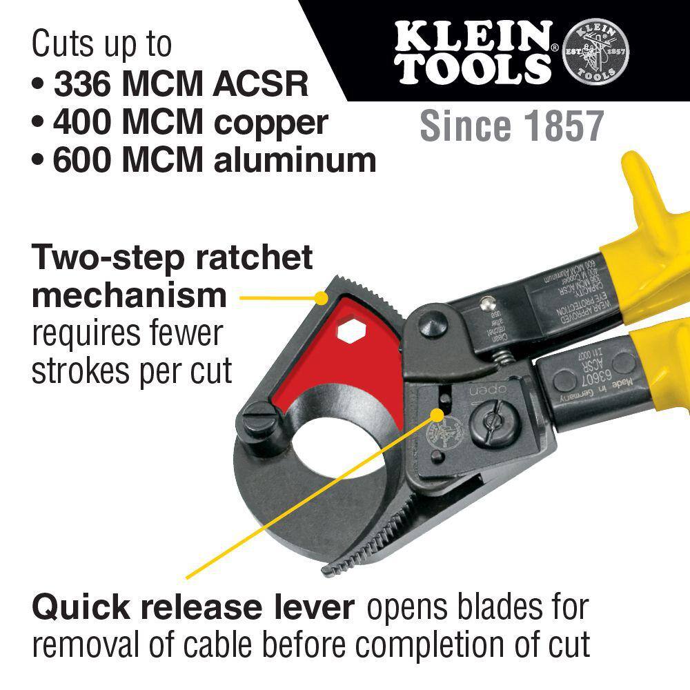 Klein Tools 10-14 in. Ratcheting ACSR Cable Cutter 63607