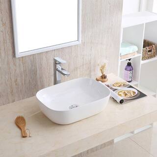 Karran Valera 20 in. Vitreous China Vessel Bathroom Sink in White VC-511-WH