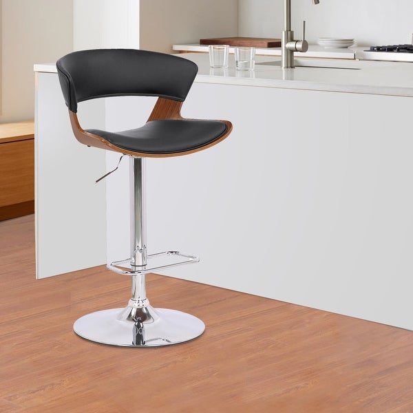 Bar Stool with Curved Leatherette Back and Swivel Mechanism - 20 L X 21 W X 43 H Inches