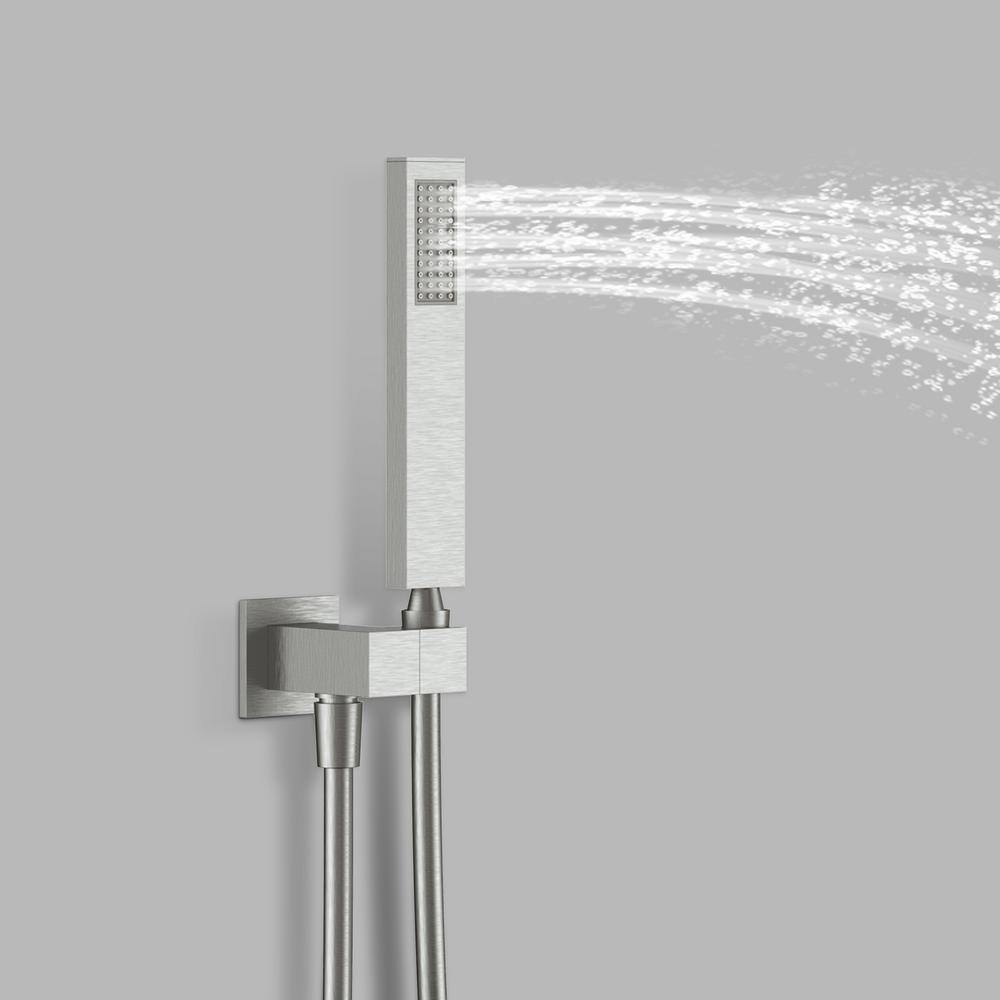 GIVING TREE 2-Spray Patterns with 2.0 GPM 12 in. Wall Mount Dual Shower Head Hand Shower Faucet in Brushed Nickel (Valve Included) XLHDDTSH0006