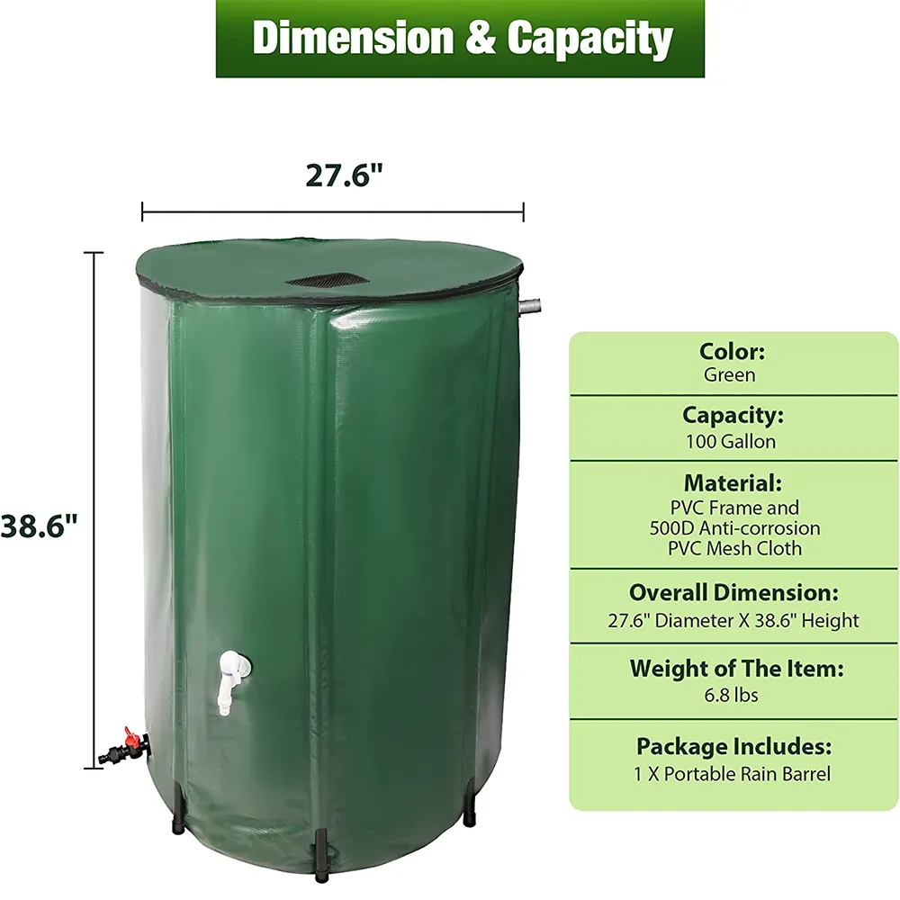 Factory Supply rain barrel plastic water storage Tank Rain Barrel spigot diverter for Garden tree Water