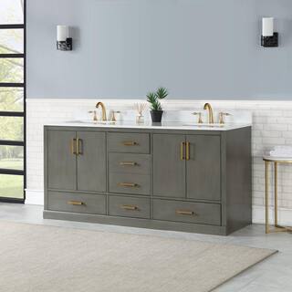 Altair Monna 72 in. W x 22 in. D x 34 in. H Bath Vanity in Gray Pine with Carrara White Composite Stone Top 544072-GP-AW-NM