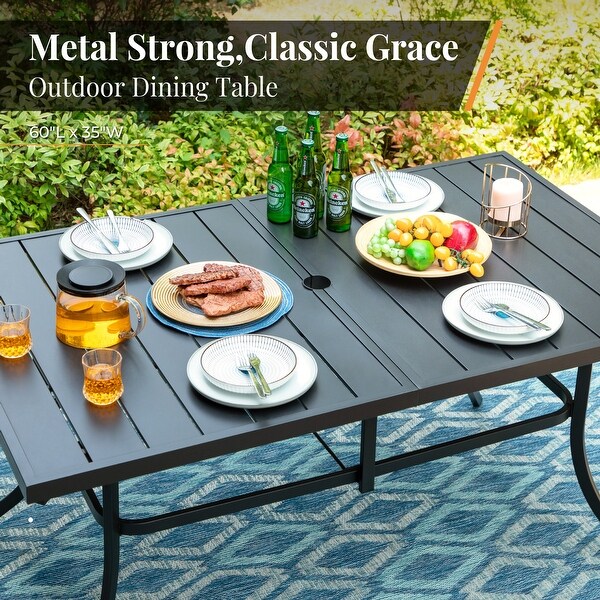 MAISON ARTS Patio Dining Set 7 Piece Metal Rectangle Patio Table with 2.6