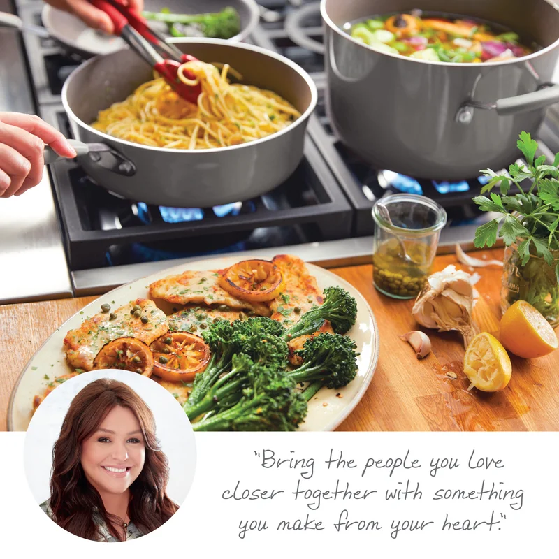 Rachael Ray Cucina Nonstick Cookware and Prep Bowl Set， 12-Piece - Gray