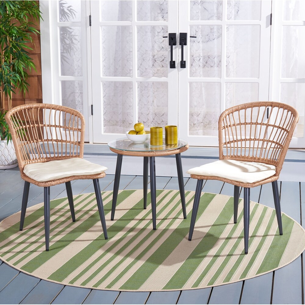 SAFAVIEH Outdoor Living Prenza Rattan 3 Piece Patio Lounger Set