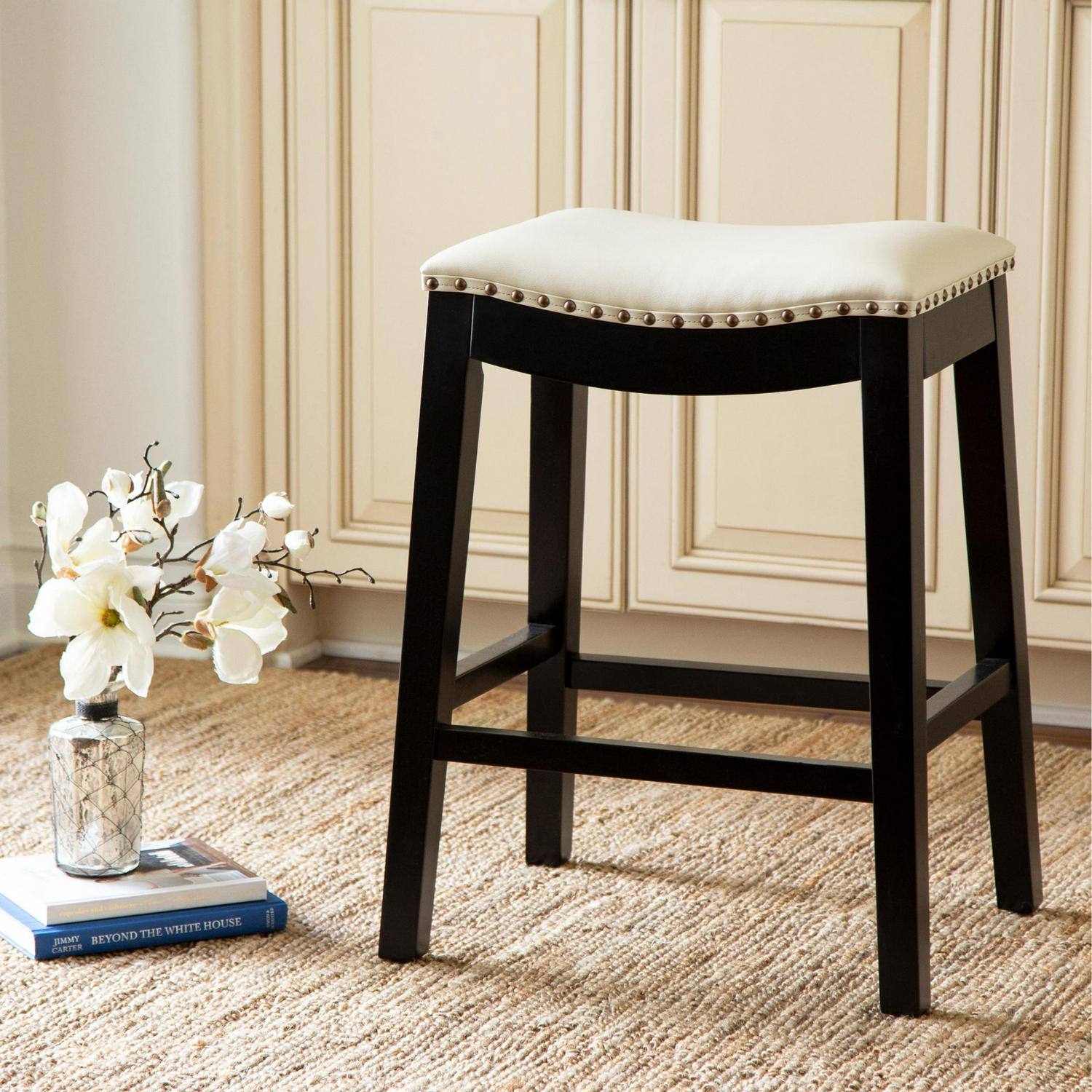 Abbyson Living Mia Bonded Leather Saddle 26 in. Counter Stool