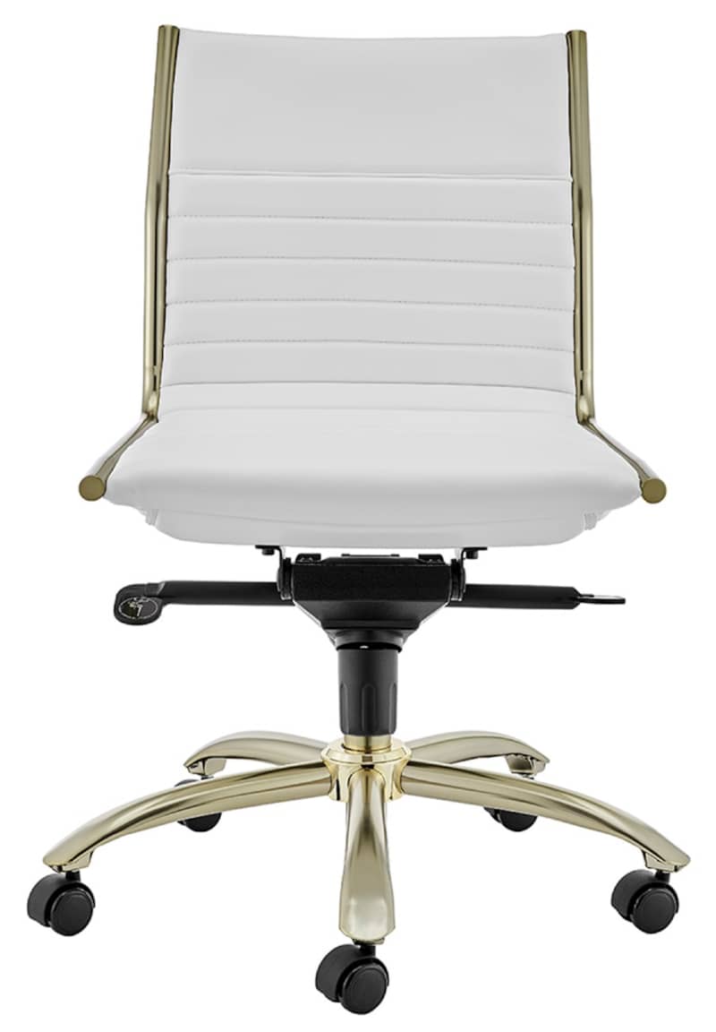 Euro Style White Dirk Low Back Without Armrests Office Chair