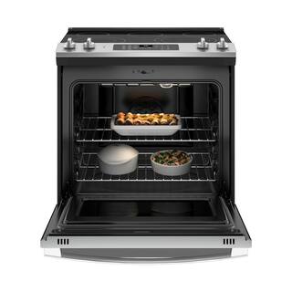 GE 30 in. 5.3 cu. ft. Slide-In Electric Range in Stainless Steel with Convection Air Fry Cooking JS760SPSS