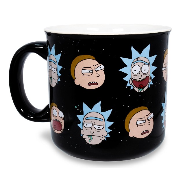 Silver Buffalo Rick And Morty Heads Allover Print Ceramic Camper Mug Holds 20 Ounces