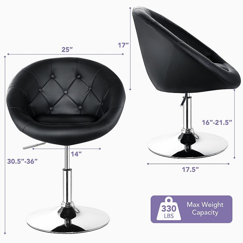 1 Piece Modern Adjustable Swivel Round PU Leather Chair