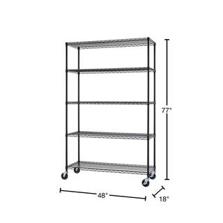 TRINITY Black Epoxy 5-Tier Outdoor Wire Steel Garage Storage Shelving Unit ( 48 in. W x 72 in. H x 18 in. D ) TBFGBK-0954