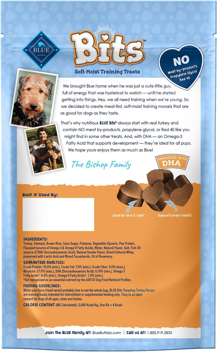 Blue Buffalo Blue Bits Tempting Turkey Recipe Soft-Moist Training Dog Treats