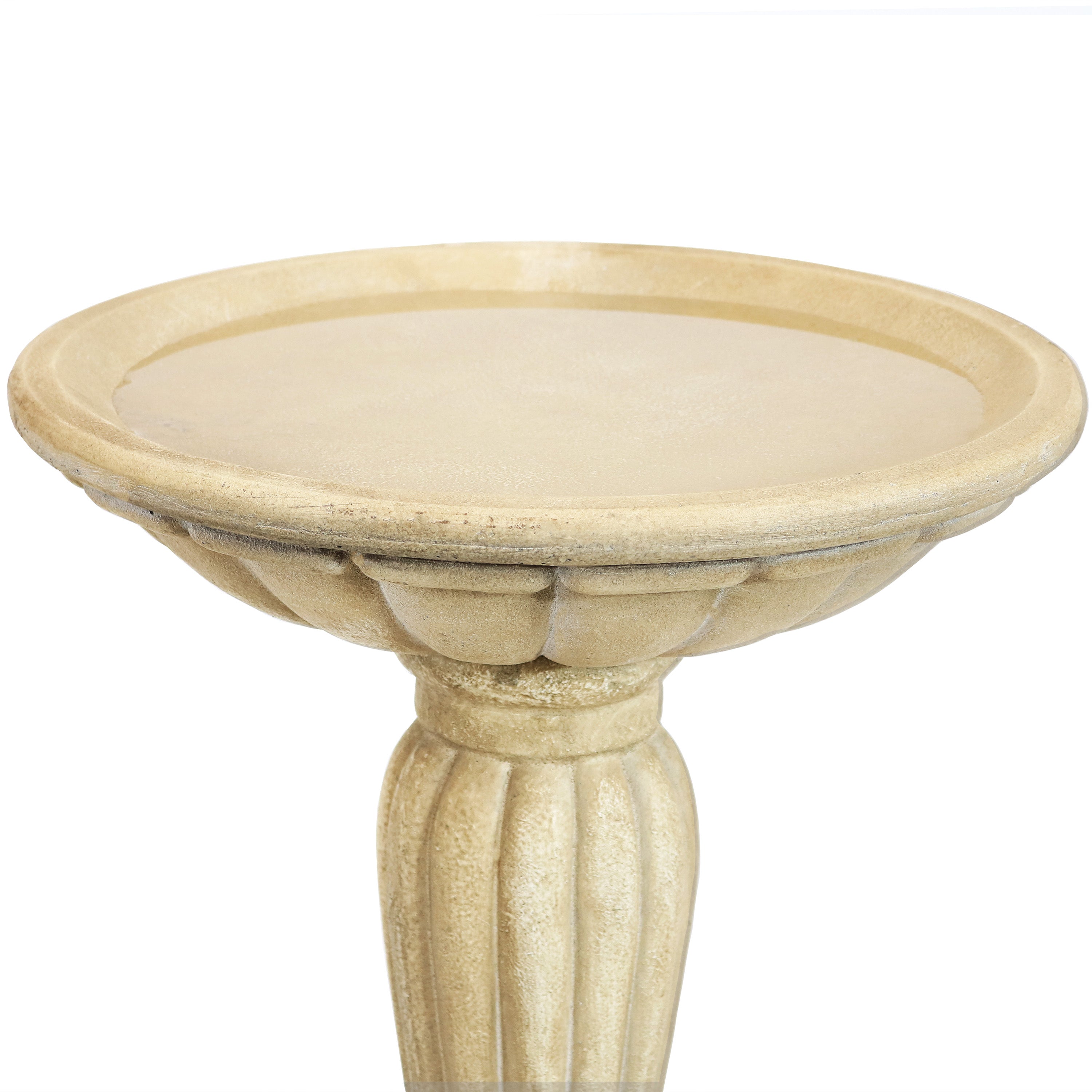 Sunnydaze Outdoor Glass Fiber Reinforced Concrete Patio Garden Grecian Column Style Bird Bath - 20" - White