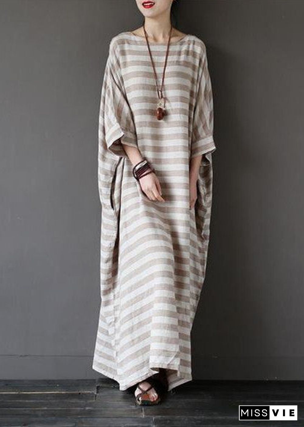 Fashion Stripe Loose Big Size Maxi Size Dresses Plus Sizes Women Clothes