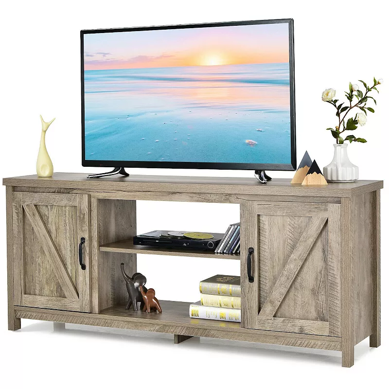 59 Inches TV Stand Media Console Center with Storage Cabinet