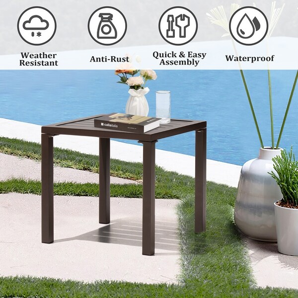 VredHom Outdoor Square Side Table Aluminum End Table