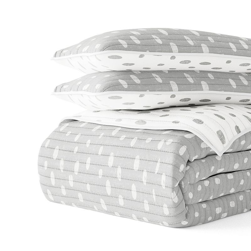 Home Collection All Season Painted Dots Reversible Quilt Set with Shams