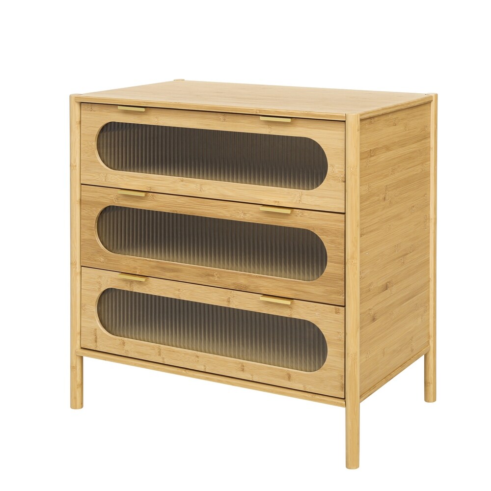 Bamboo 3 Drawer Cabinet  Buffet Sideboard Storage Cabinet