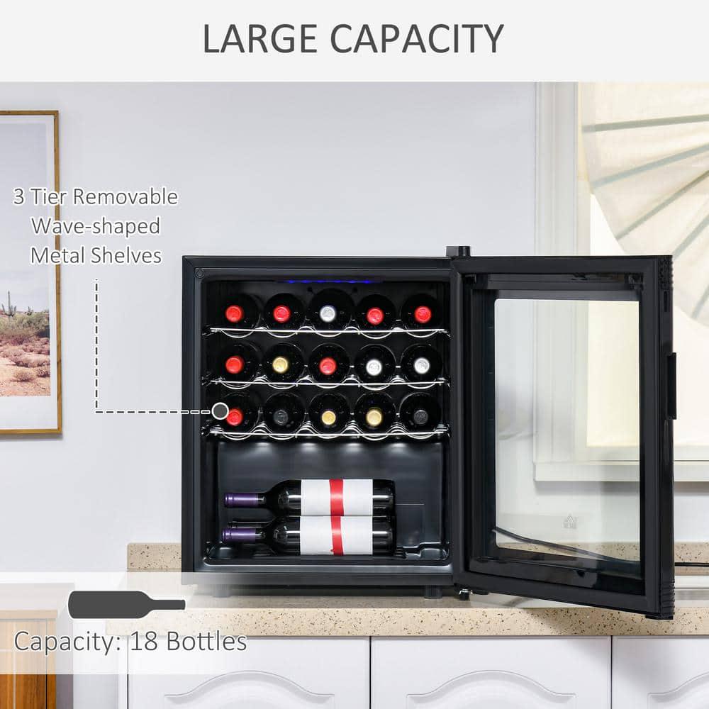 HOMCOM Black 1975 in 18Bottle Wine and 18Can Wine Beverage Cooler