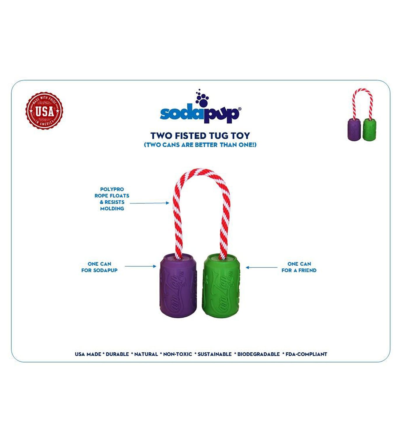 Sodapup Two Fisted Tug Toy for Dogs