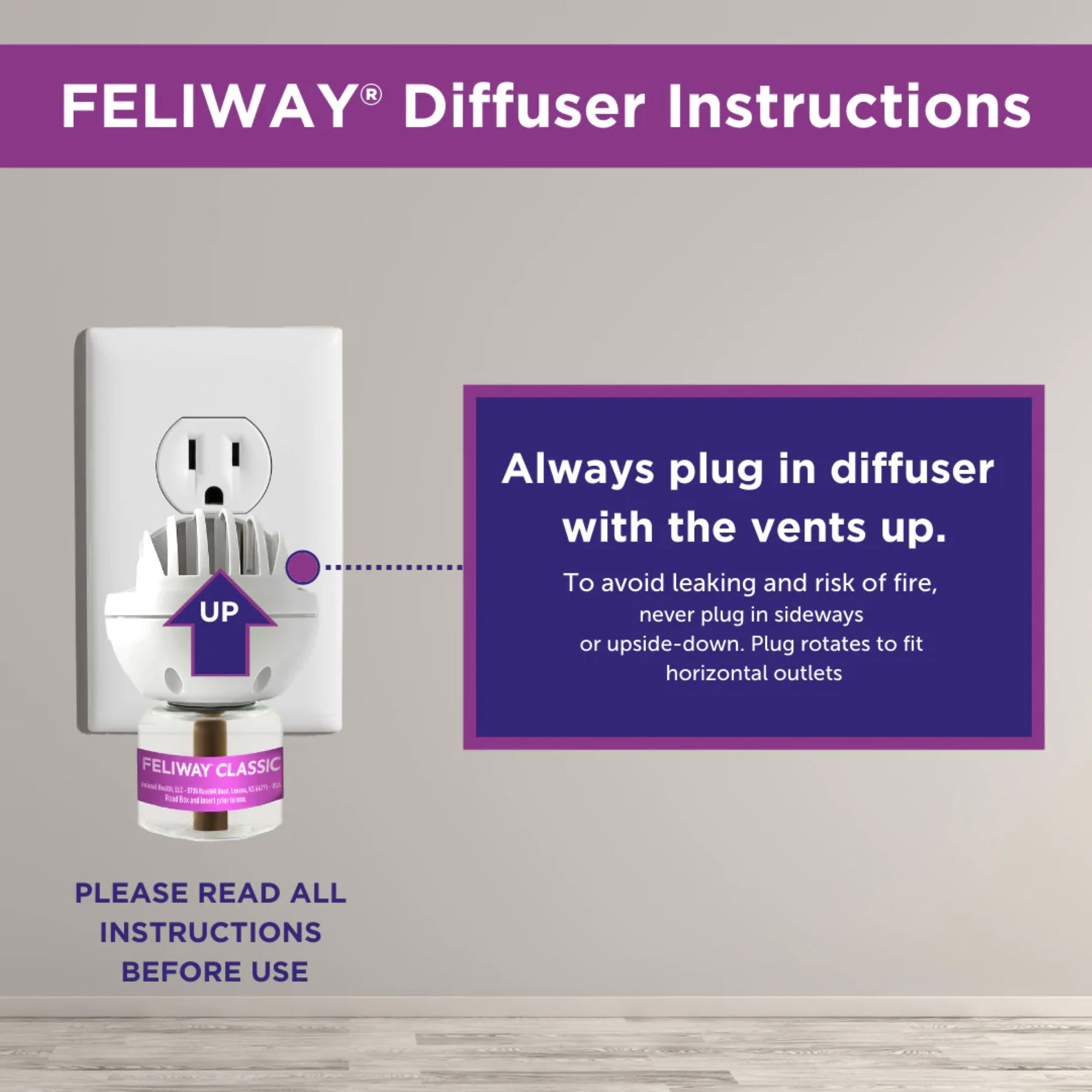 Feliway Classic 30 Day Starter Kit Plug-In Diffuser  Refill for Cats， 48 ml.