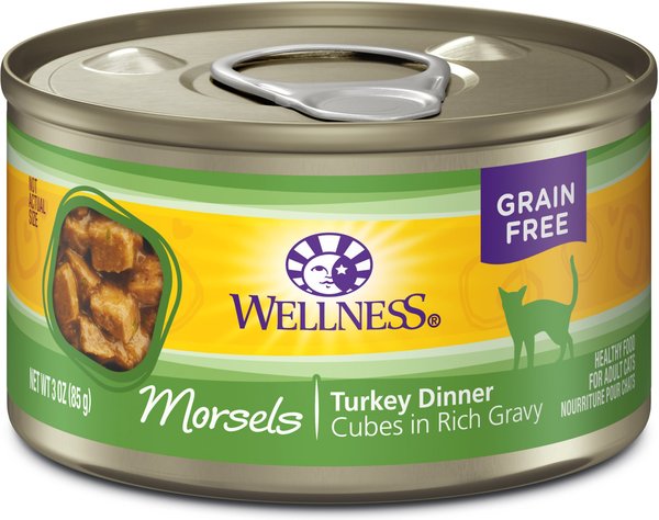 Wellness Morsels Turkey Dinner Cubes in Rich Gravy Grain-Free Canned Cat Food