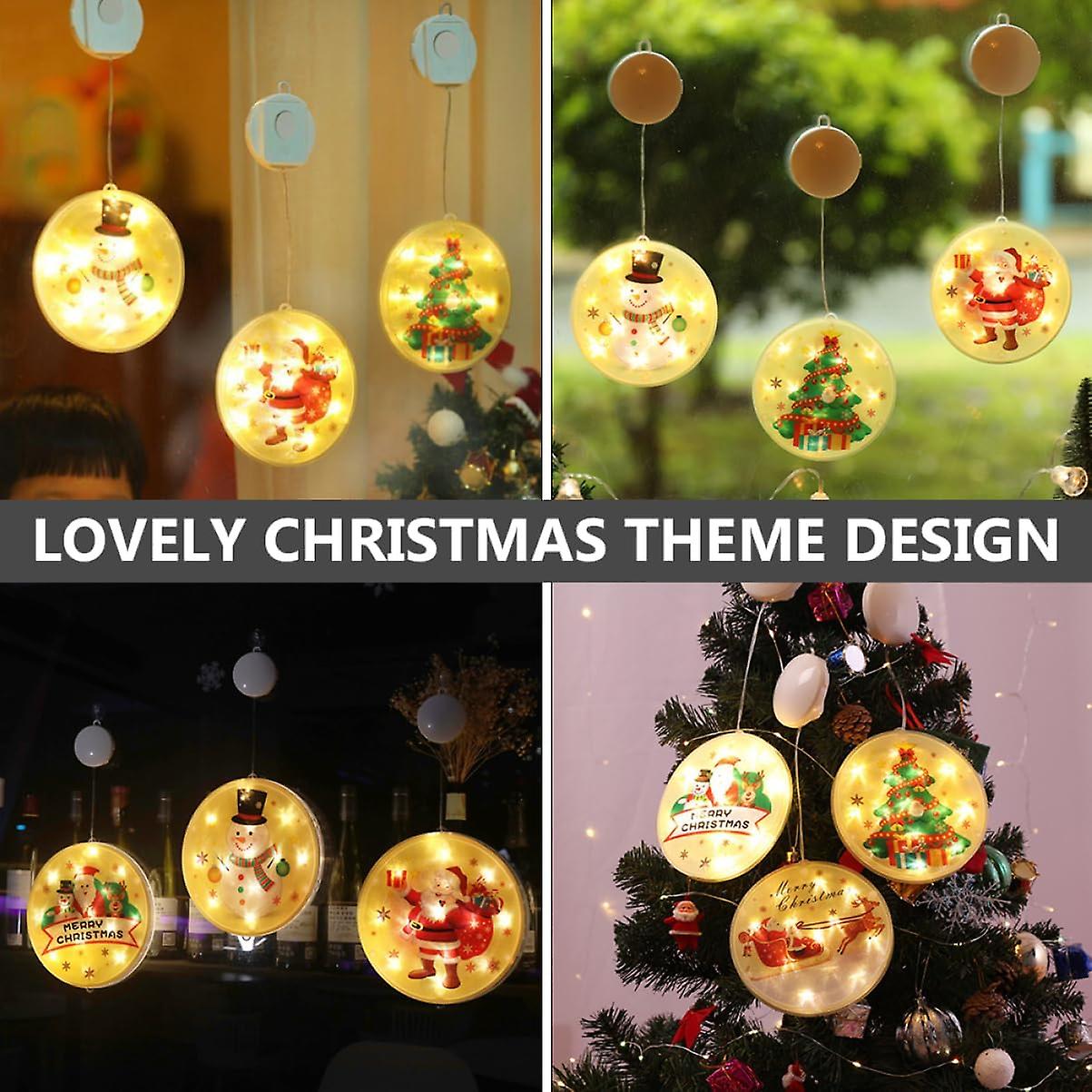 5Pcs Christmas Suction Cup Hanging Lights LED Decor Christmas Decor Christmas Lights Indoor Santa Li