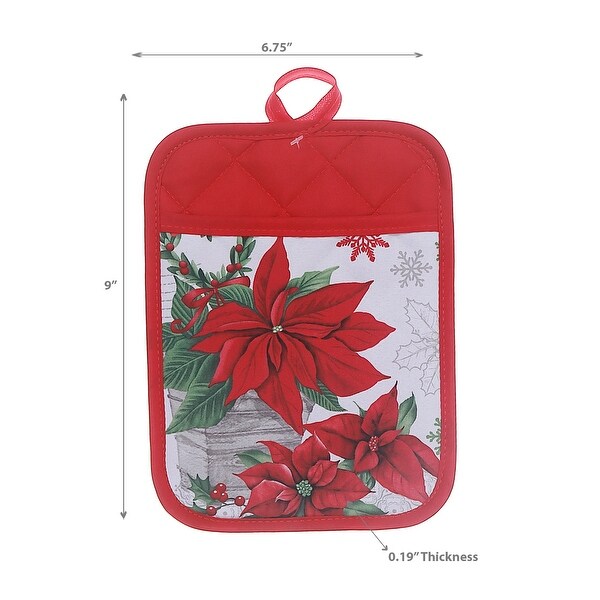 Pot Holder With Pocket Poinsettia