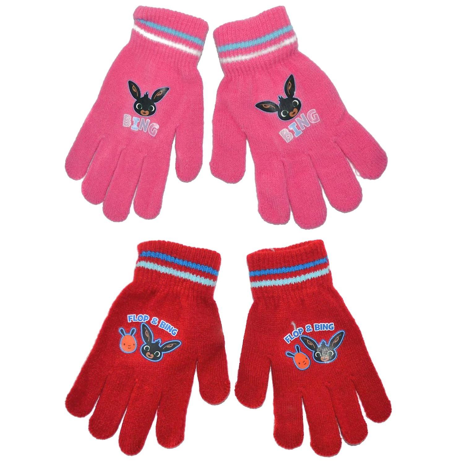 2-Pack Bing Mittens Finger Gloves One Size Pink and Red