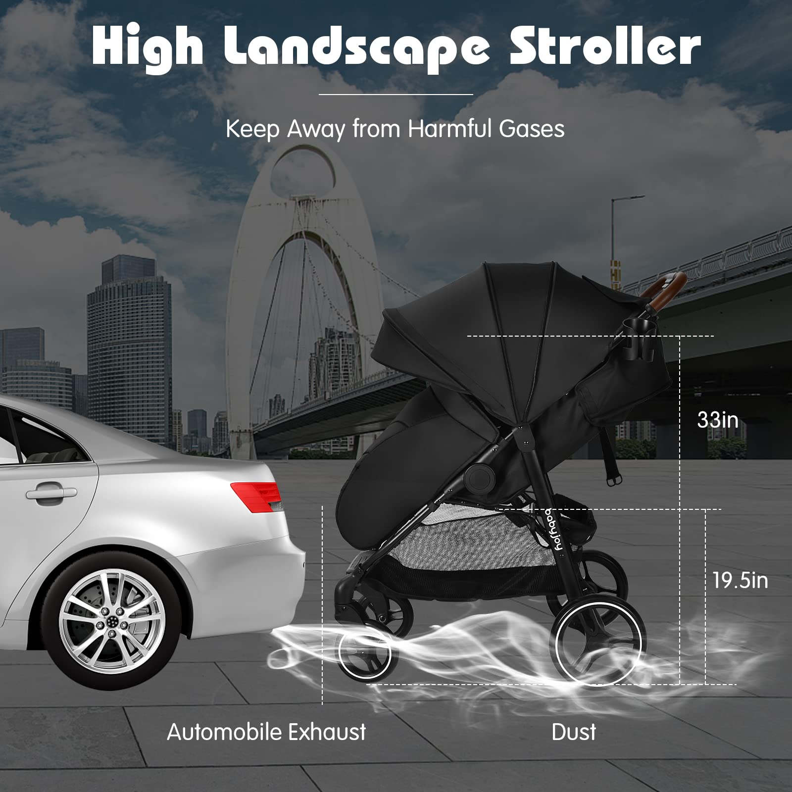 BABY JOY Baby Stroller, High Landscape Infant Carriage Newborn Pushchair with Foot Cover