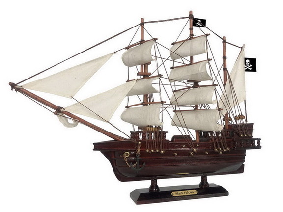 Handcrafted Model Ships Black Falcon White Sails 2...