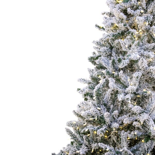 National Tree Company 9 ft. Prelit Artificial Snowy Hudson Hinged Tree with PowerConnect ，1200 Warm White LED Lights