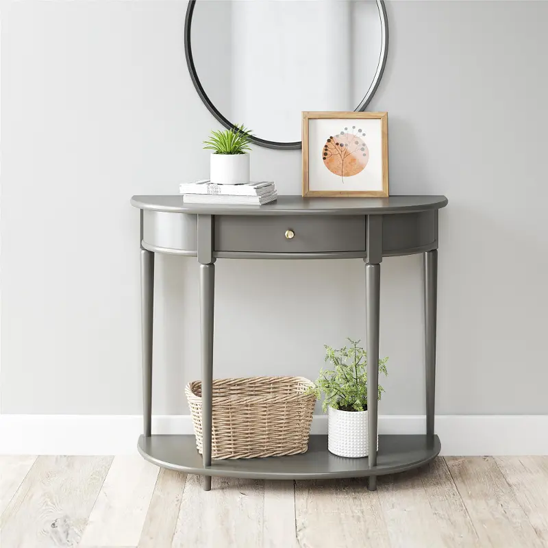 Aurora Gray Half-Moon Console Table