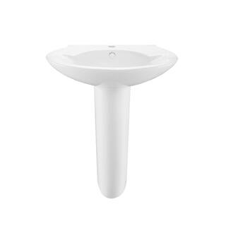 Swiss Madison Plaisir Rounded Pedestal Sink in Glossy White SM-PS309