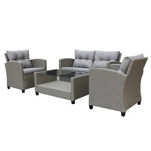 M4H Versailles 4Piece Wicker Sectional Outdoor Conversation Set