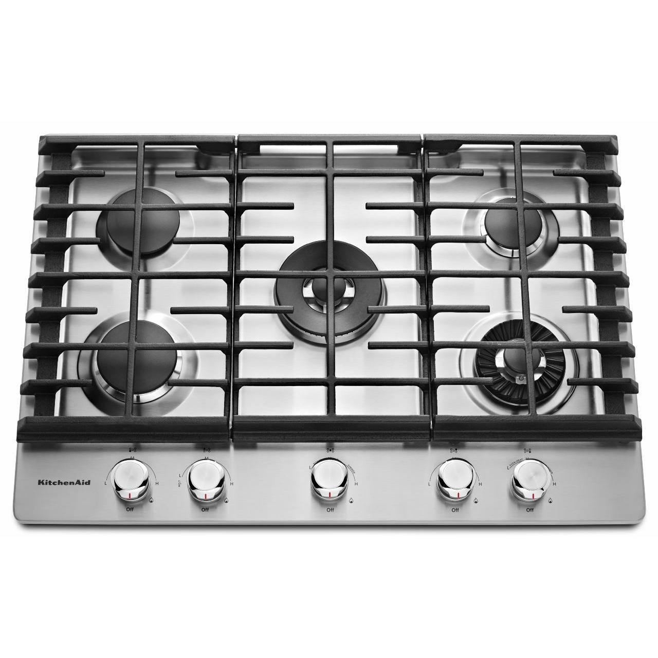 KitchenAid 30-inch Built-in Gas Cooktop with Griddle KCGS950ESS