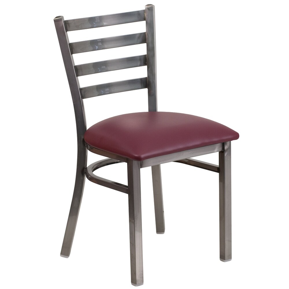 Clear Coated Ladder Back Metal Restaurant Chair   16.5\