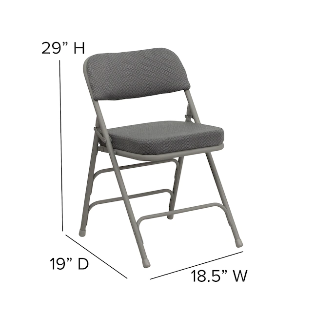 Flash Furniture 2-Pack Gray Fabric/Gray Frame Standard Folding Chair with Padded Seat (Indoor)