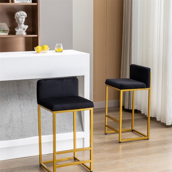 2pcs Counter Height Upholstered Bar Stools with Backrest